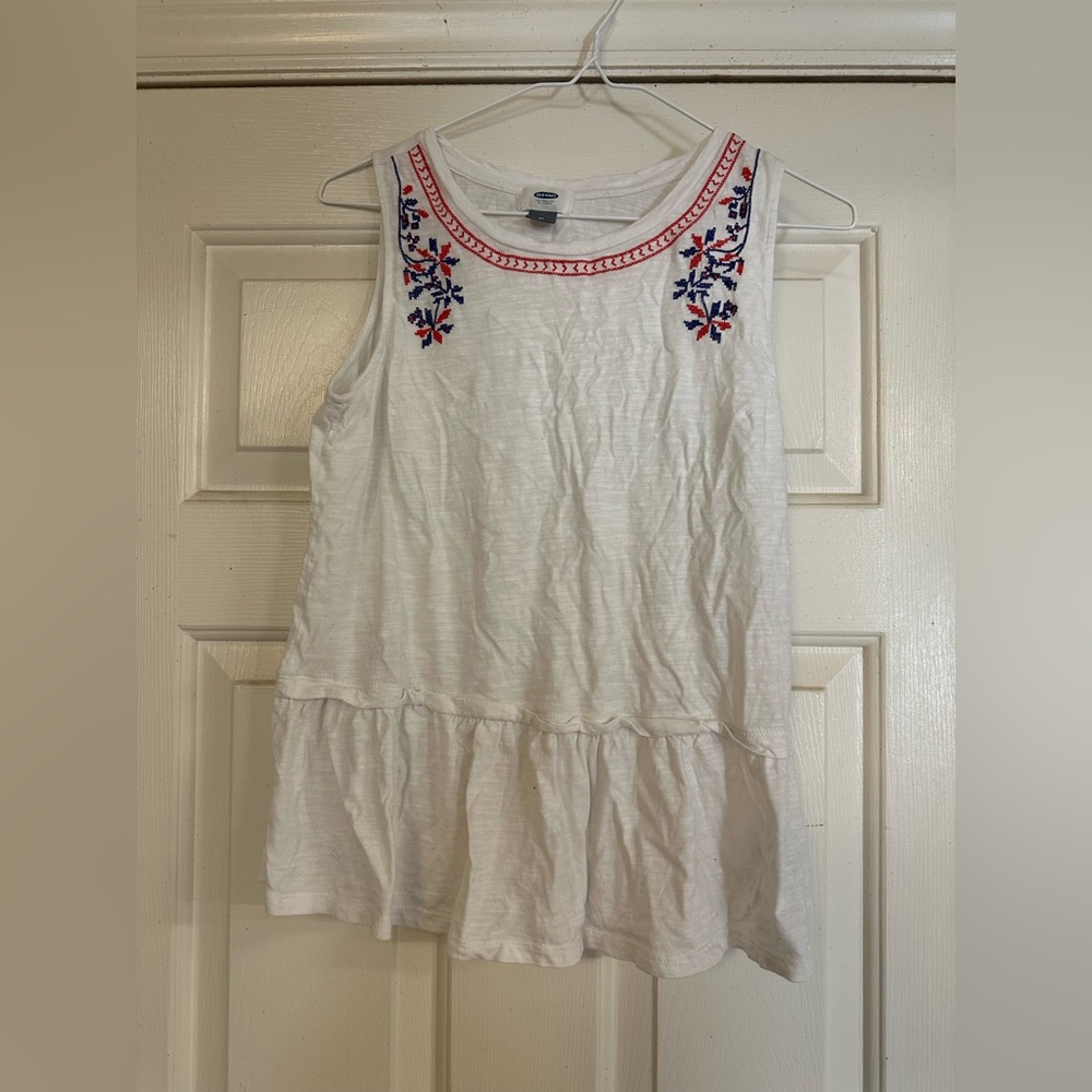 White Old Navy Sleeveless Top with Embroidered Details